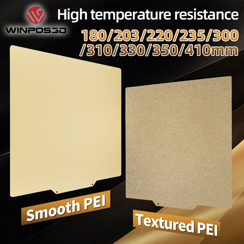 Hoja de acero PEI Spring, placa de construcción de doble cara, PEI/PEO/PET/PEY, sin Base magnética para impresoras 3D, 210/290/300/310/350mm