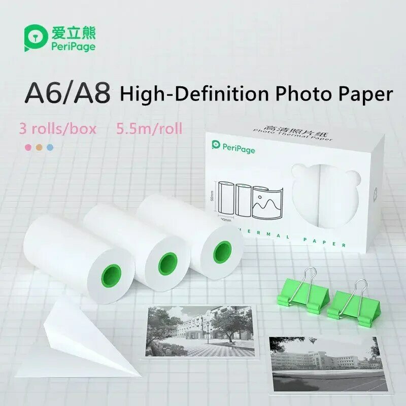 Papel térmico auto-adesivo, etiqueta da etiqueta imprimível, impressão clara para impressora Poooli Papeang, foto do telefone, peripage