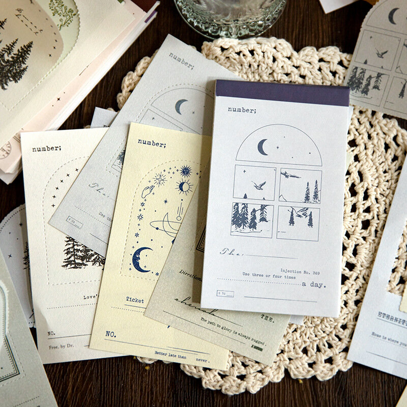 Amante della carta 50 pezzi [serie Time Fairy Tale] diario Vintage Note adesive carta leggera blocco Note carta materiale Scrapbooking