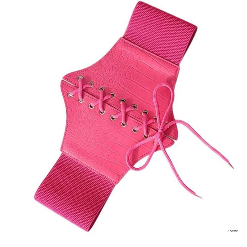 Cadena cintura con botón a presión, cadena cintura con patrón lichi, cinturón ancho elástico para fiesta