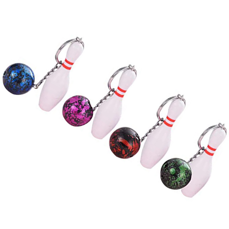 4 Pcs Bowling Car Keychain For Men Car for Men Themed Car Keychain For Mens Gift Sports Rings Mini Keepsakes Abs Decorative