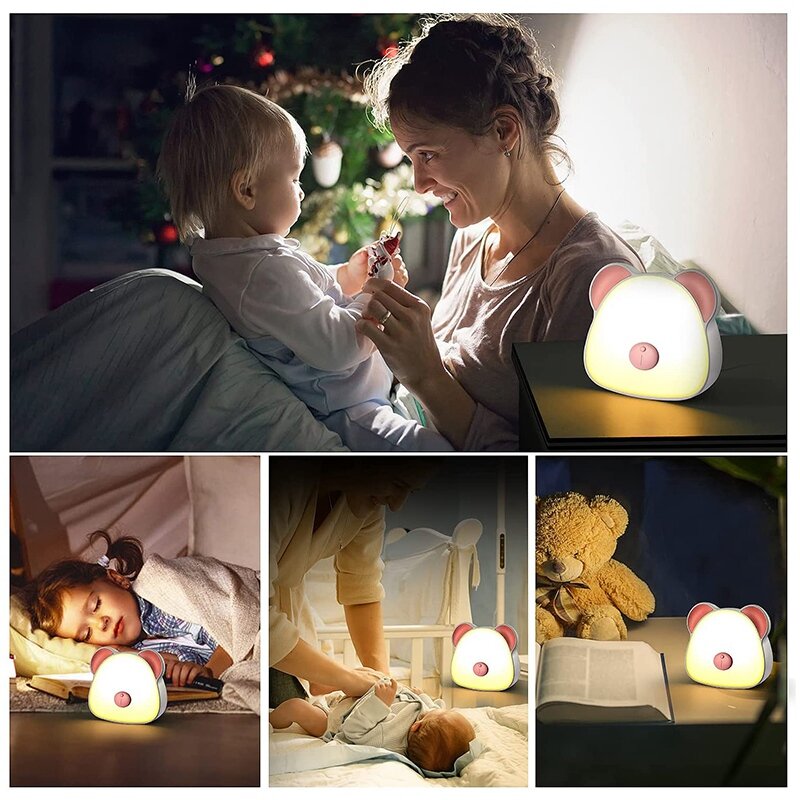 โปรโมชั่น! ไฟกลางคืนสำหรับเด็กไฟไฟ LED กลางคืนควบคุมการกดแบบชาร์จไฟได้พร้อมโหมดเปลี่ยนสีได้และหรี่ไฟแบบไม่มีขั้นบันไดพกพา