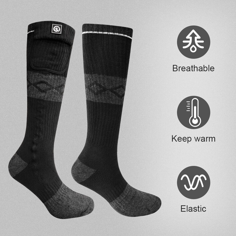 Meias de algodão aquecidas recarregáveis Botas quentes ao ar livre, Meias confortáveis para snowmobile, Inverno Ski Socks, Inverno