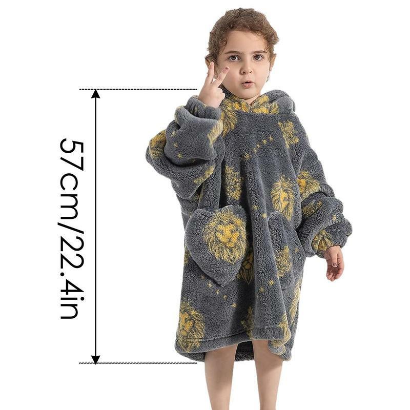 Manta con capucha para niños y niñas, manta esponjosa con capucha, usable de gran tamaño con bolsillo para mantener el calor, Viajes