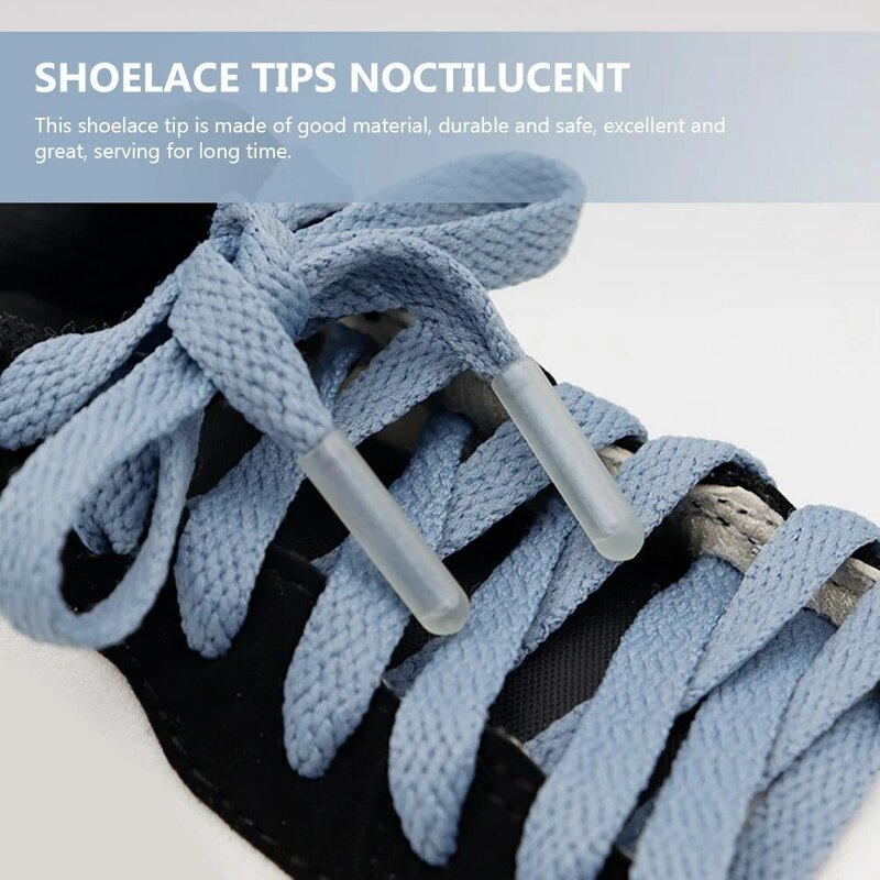 8 Pcs Shoelace Head Tip Replacement Tips Straps Tape Plastic Noctilucent Durable Show Black Hoodie