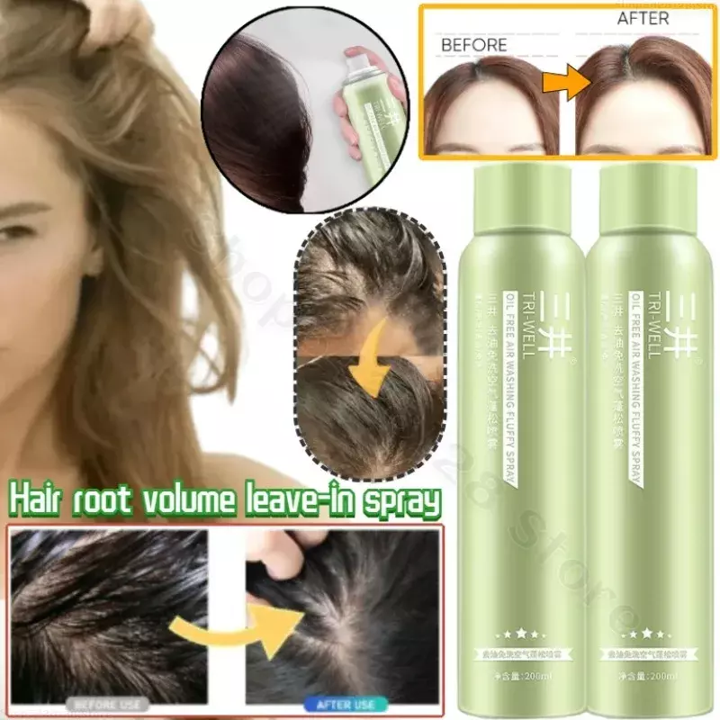 Spray de pelo seco de 200ml, eliminador de aceite para la cabeza, artefacto de control de aceite, raíz del pelo, esponjoso, sin lavado, hidratante de aire, raíz del pelo