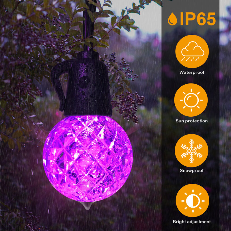 15M 20LED String Light RGB Color Changing Christmas String Lights Outdoor Waterproof Fairy Lights G40 Crystal Garland Lights