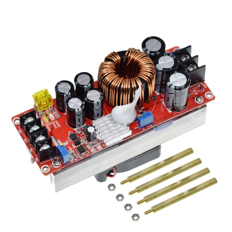 DC-DC 1500W 30A Voltage Step Up Boost Converter CC CV Power Supply Module Step Up Constant Current Module 10-60V to 12-97V Fan