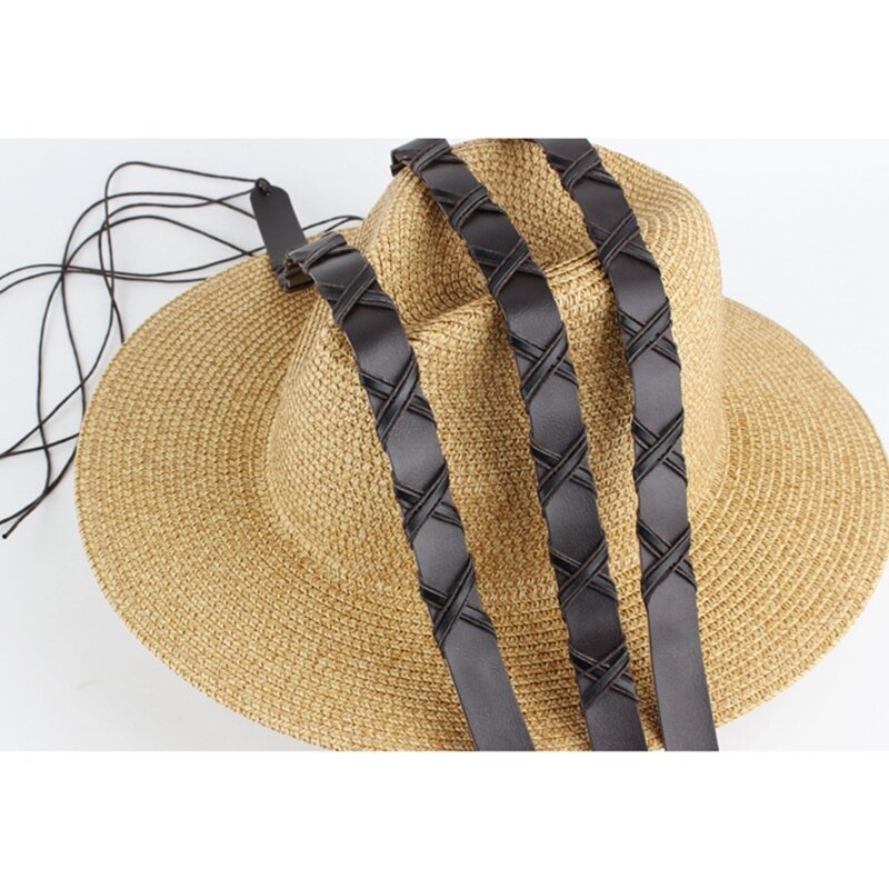 Ethnic PU Leather Hat Belt Handmade Weaving Hat Band for Cowboy Hat for Women Teens Adults Hat