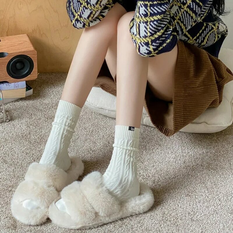 Зимние теплые хлопковые дезодорирующие носки LO YOGA с длинной трубкой, толстые женские бесшовные носки с рельефным рисунком