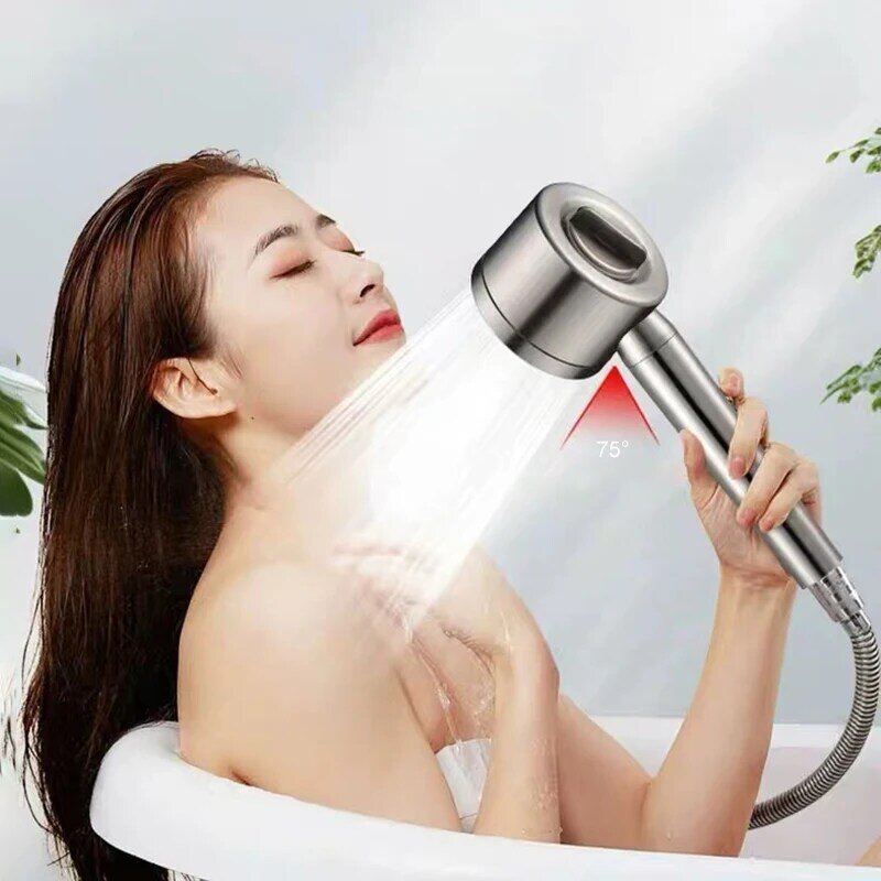304 Stainless Steel 3 Modes Shower Head Round High Pressure Spa Showerhead Hose Bath Bathroom Faucet Accessories Set Gadgets