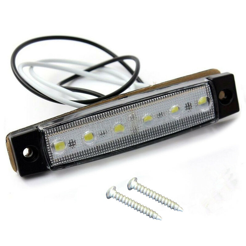 Car External Lights Side Marker Lamps White 12V 6 LED For Trailer Truck Boat BUS RV Side Marker Indicator Lights Taillights Kit