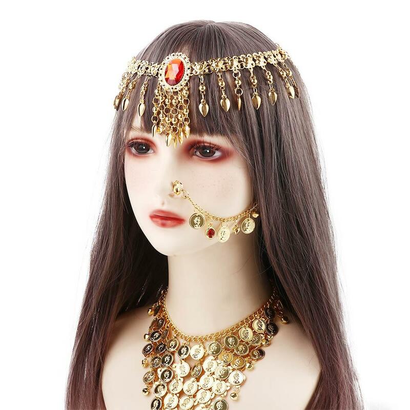 Indian Dance paillettes Head Chain accessori per la testa bohémien costumi di danza del ventre accessori per le prestazioni fascia per capelli con diamanti