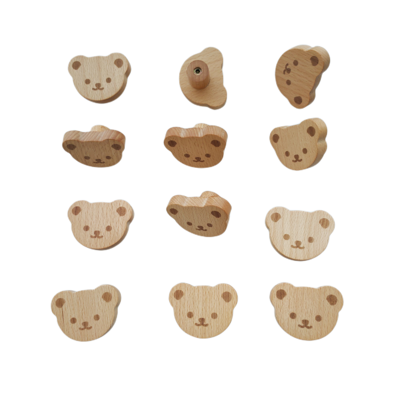 Cute Mich Wooden Cabinet Handles Beech Wood Drawer Pulls Kids Safety Furniture Hardware