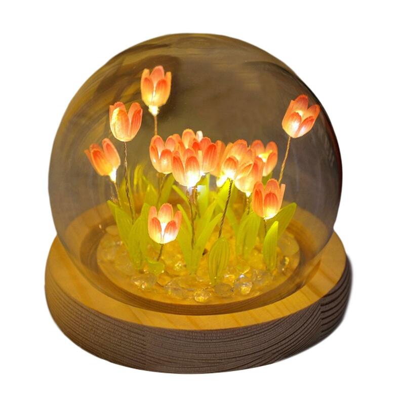 Tulpe Nachtlicht Materialien Atmosphäre Licht mit Kuppel führte Dekor DIY Nachtlicht für Schlafzimmer Schlafsaal Jubiläum Urlaub Geschenk