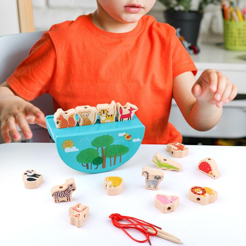 Blocchi di animali in legno giocattoli educativi in età prescolare allacciatura perline giocattolo per bambini dai 3 ai 6 anni Toddlers Girls Boys