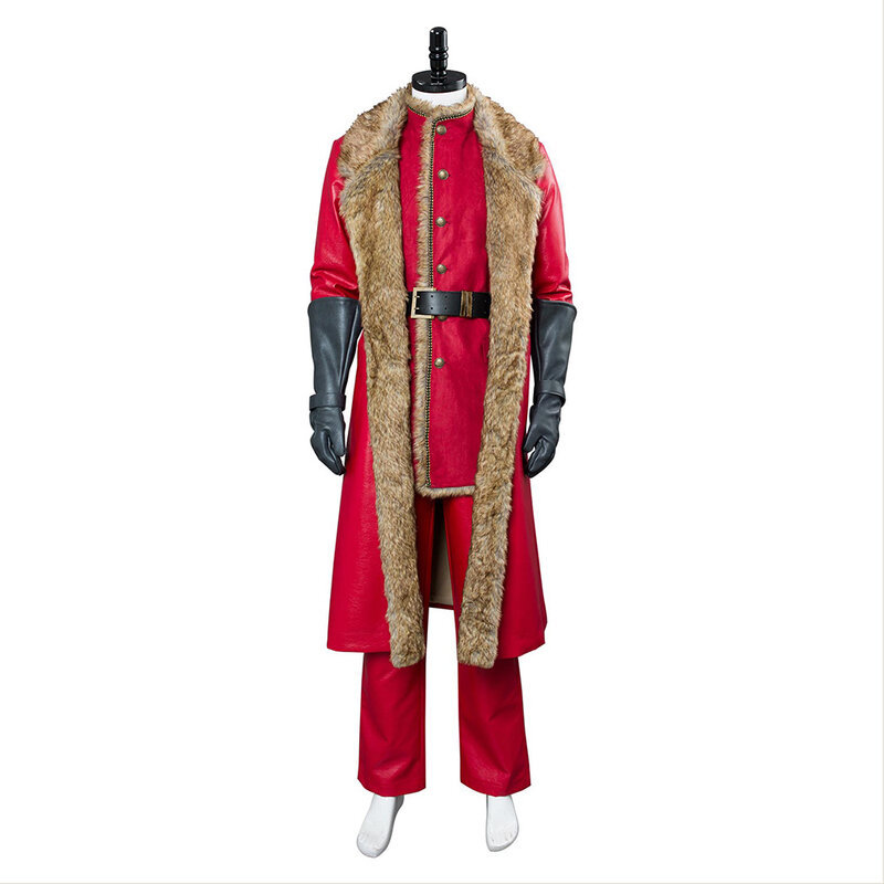 Disfraz de Papá Noel para hombre, traje de Cosplay de las Chronicles navideñas, abrigo rojo, sombrero, zapatos, botas, traje de fiesta de Carnaval de Halloween