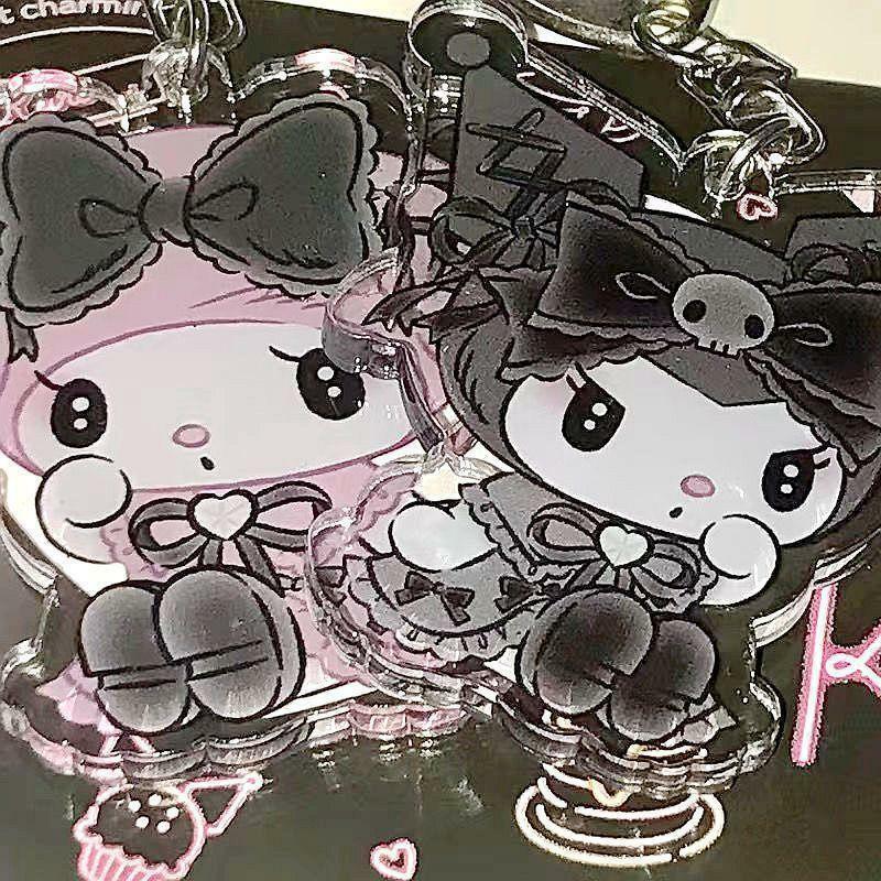 Брелок для ключей Sanrio My Melody Kuromi Kawaii Dark Wind Fun Стайлинг для девочек Подвеска для рюкзака аниме аксессуары для детей Подарки