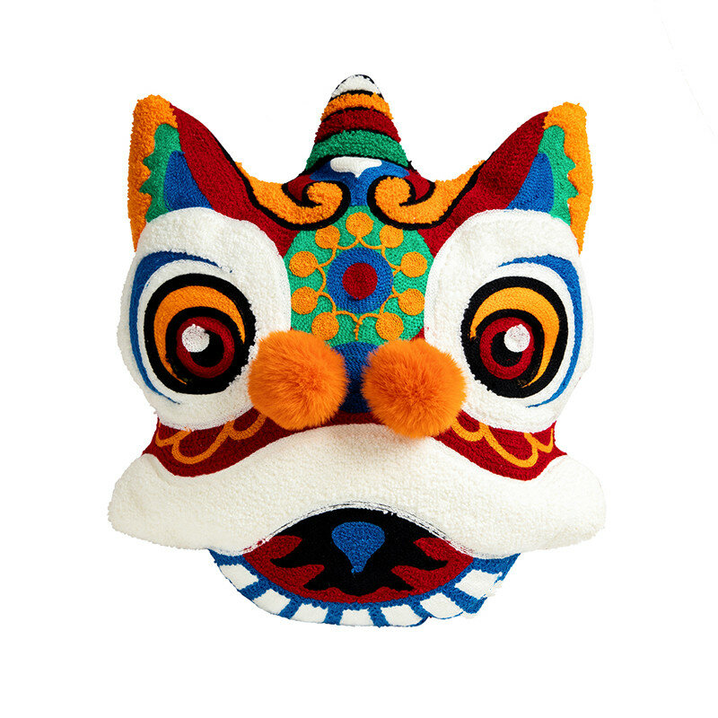 DUNXDECO-Capa de Almofada para Sofá e Cadeira, Almofada de Cama, Travesseiro Decorativo Joy, Dança Tradicional Chinesa, Leão Bordado