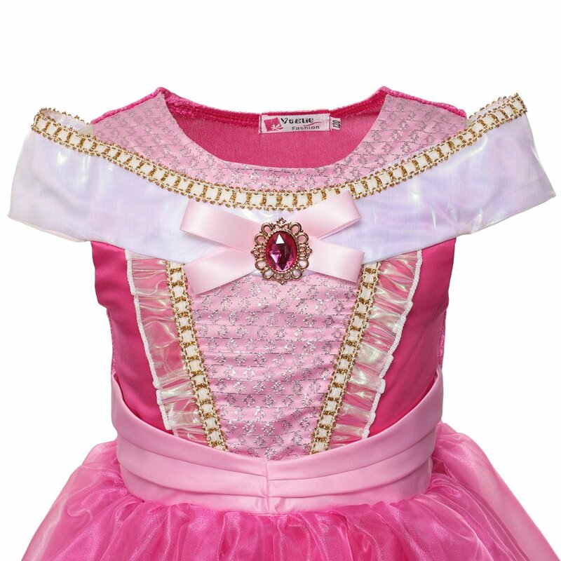 女の子のためのディズニープリンセスドレス,パーティードレス,誕生日パーティー,ピンク
