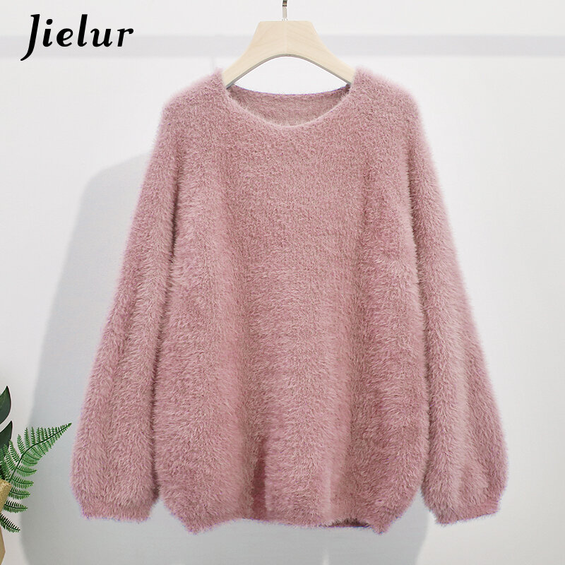 Women Sweater Spring Autumn Winter Solid Color Pullover O-neck Femme Loose Chic New Knitted Sweaters White Pullovers