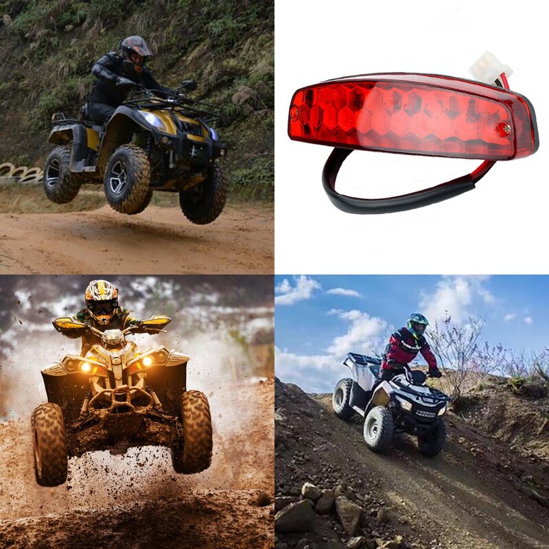 ATV 12V 3 Wire Brake Stop Light License Taillight Red for ATV Off Road Motorcycle Signal Lamp Accessories Car Lights