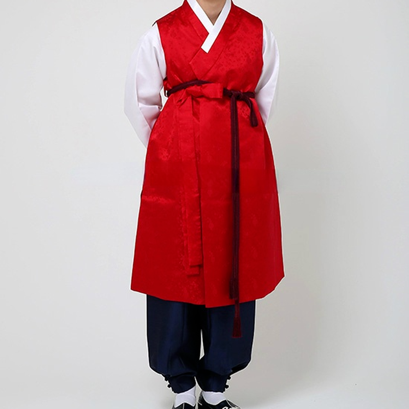 Costume traditionnel Hanbok pour hommes, scène de mariage, tissu importé coréen