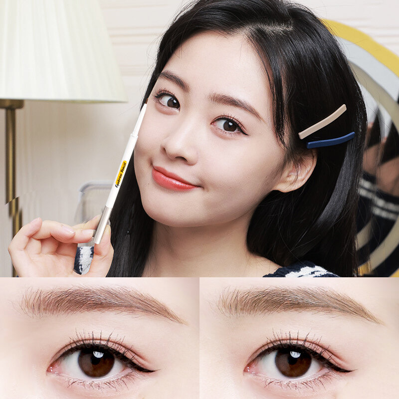 Dual-Ended Eyebrow Pencil Very Fine Waterproof, Sweat Proof Lasting Without Decolorization Makeup Artist Special Root Clear