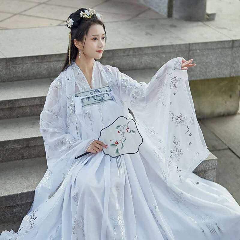 الصينية التقليدية فستان زي النساء الأداء الصينية مضيئة تنورة كيمونو Hanfu الإناث فستان جميل 3xl تأثيري ازياء