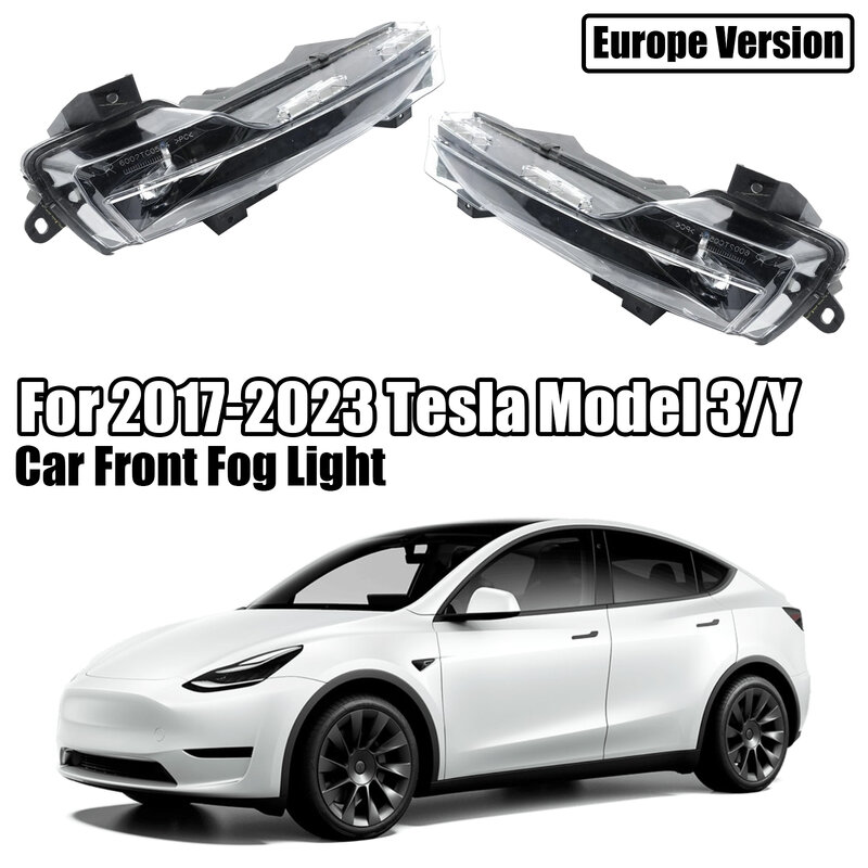 2017-2023 테슬라 모델 3 Y용 자동차 전면 안개등, LED DRL 주행 램프, 유럽 버전, 호박색 좌우 없음