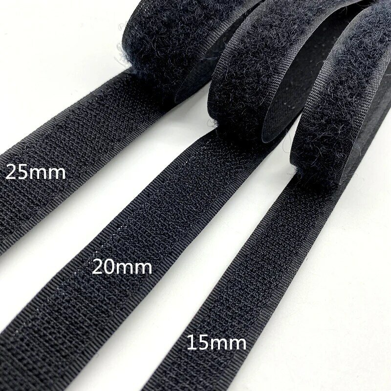 1 Pair 15mm-50mm Black White Sewing Fastener Tape Hook and Loop Tape Cable Ties Sewing Accessories, 1 Yard/lot