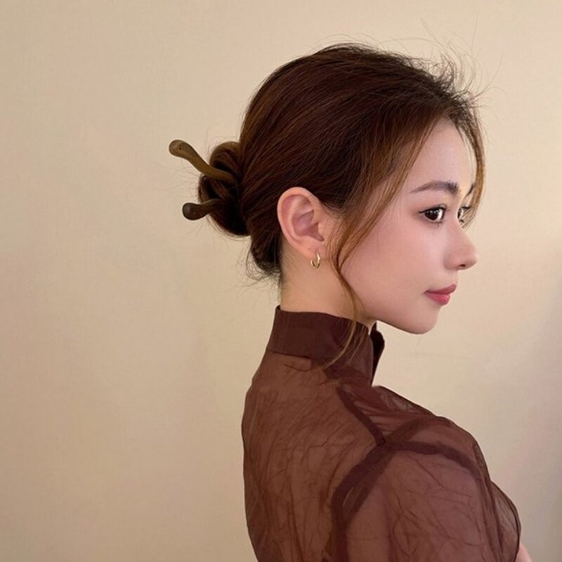 Деревянная деревянная шпилька для волос, украшения в китайском стиле, Шпилька для волос для ленивых людей, головной убор ручной работы, Шпилька для волос в китайском стиле