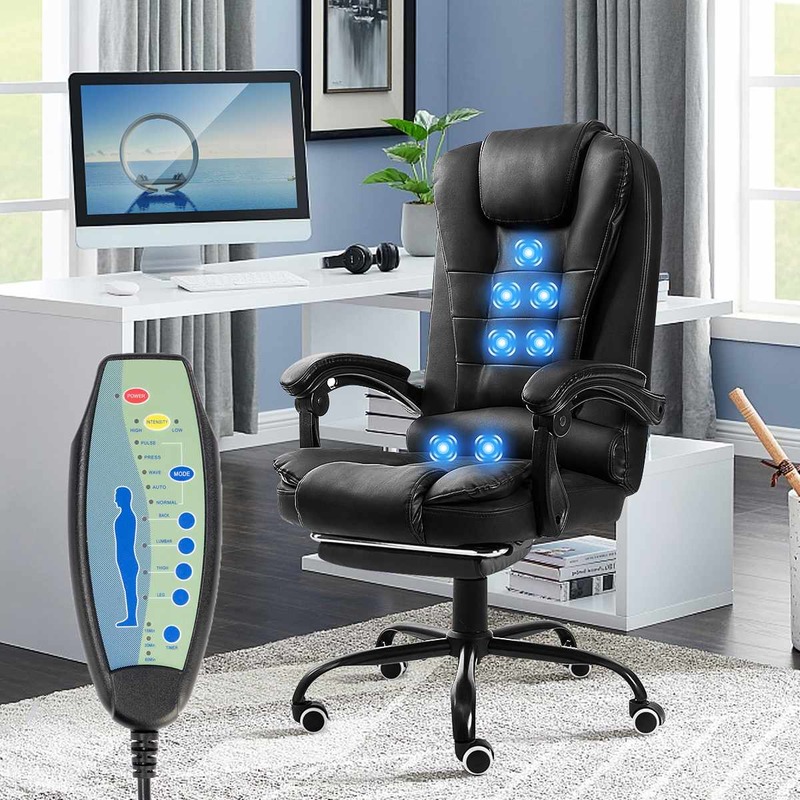 Hommpa sedia da ufficio ergonomica per massaggi con vibrazione a 7 punti sedia da ufficio direzionale con schienale alto in ecopelle con Comfort lombare