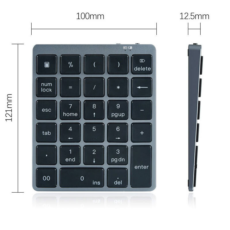 N970 Keypad angka Bluetooth nirkabel dengan USB HUB mode ganda tombol fungsi morpengatur suara Mini untuk tugas Akuntan