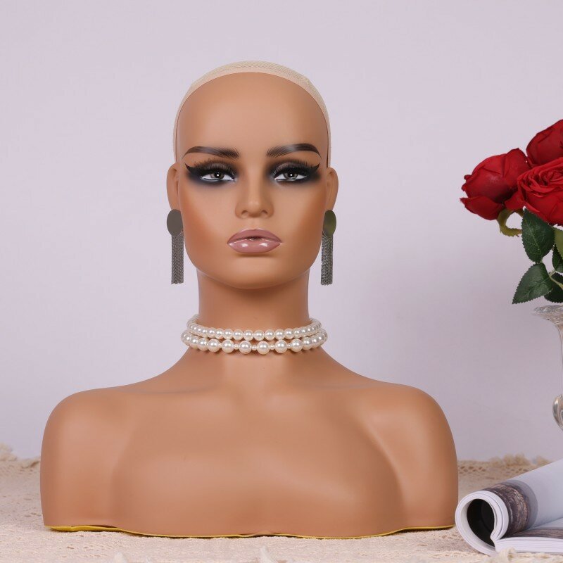 Fashionable Realistic Mannequin Dummy Head with Shoulders for Wigs and Hats Display
