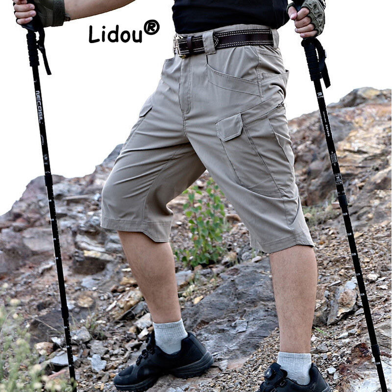 Pantalones cortos multifuncionales para hombre, pantalones tácticos impermeables hasta la rodilla, con muchos bolsillos, estilo Safair