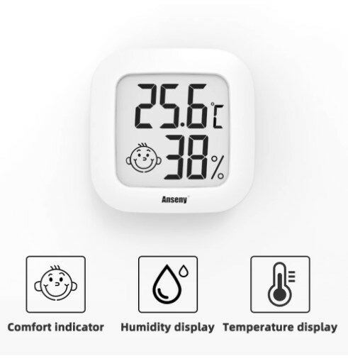 Termômetro Digital LCD e Higrômetro para Sala Interior, Sensor Eletrônico de Temperatura e Umidade, Estação Meteorológica para Casa