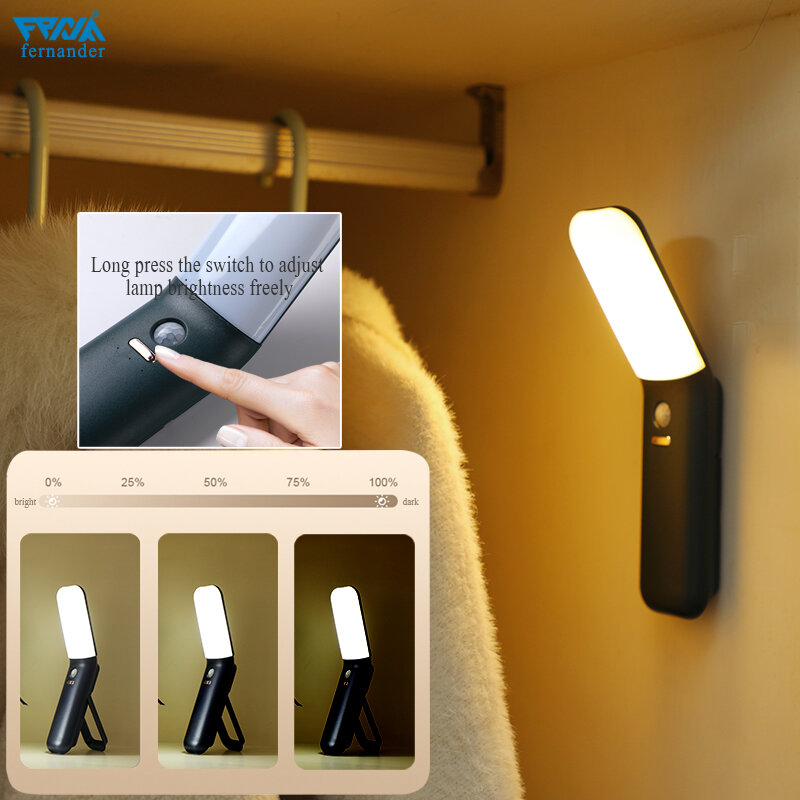 LED قابلة للشحن خزانة ضوء الليل USB الإبداعية الشمال اللمس 3-Tone داخلي خزانة درج المطبخ المنزل مع المغناطيس مصباح