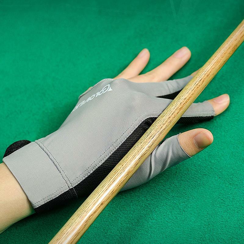 Sarung tangan biliar profesional, sarung tangan kolam renang 3 jari, ringan dan anti selip, Aksesori biliar Universal untuk tangan kanan