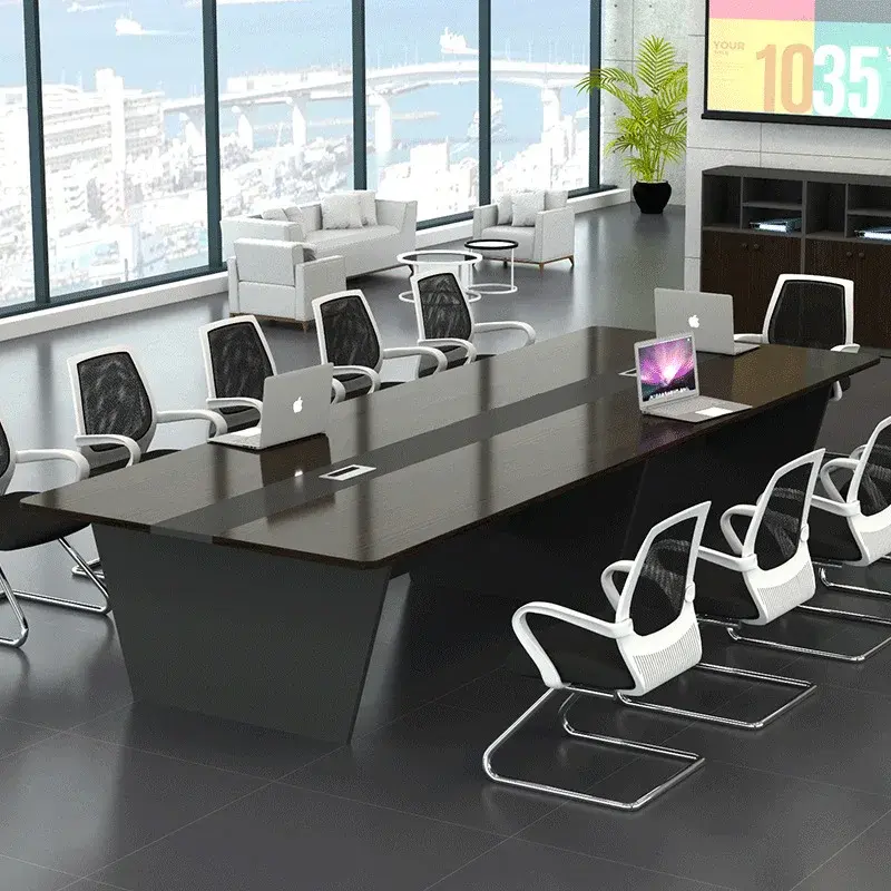 โต๊ะประชุมโต๊ะยาวโต๊ะฝึกอบรมที่ทันสมัยเรียบง่ายโต๊ะประชุมและเก้าอี้รวม