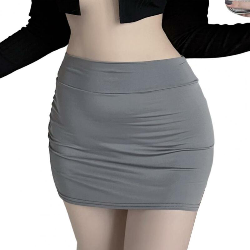 Rok Mini wanita, pakaian klub, rok Mini ultra tipis tembus pandang warna Solid kurus untuk malam hari