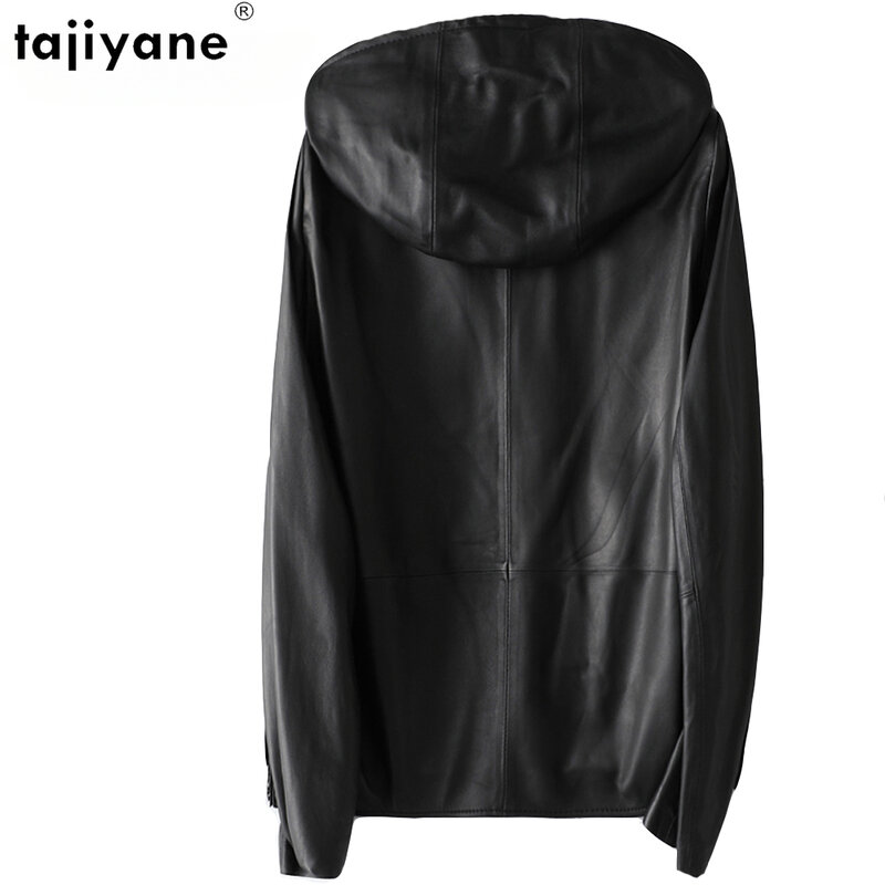 Tajeyane-abrigo de piel de oveja auténtica para Mujer, Chaqueta con capucha, a la moda, de alta calidad, 100%