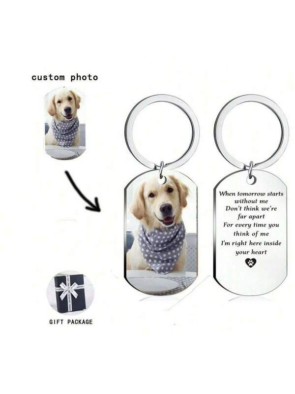 Porte-clés photo personnalisé pour animaux de compagnie, étiquette commémorative bricolage, chat, chien