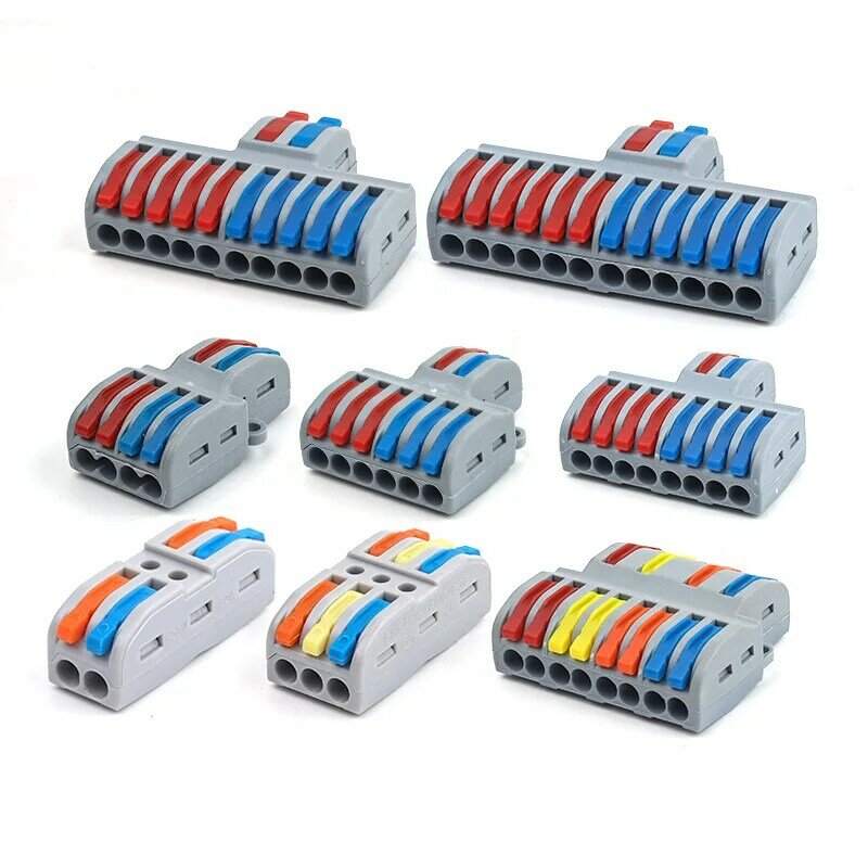 Conectores eléctricos rápidos, Universal, compacto, Conductor Push-in, divisor SPL, conector de Cable de cableado, bloque de terminales a tope, AWG28-12
