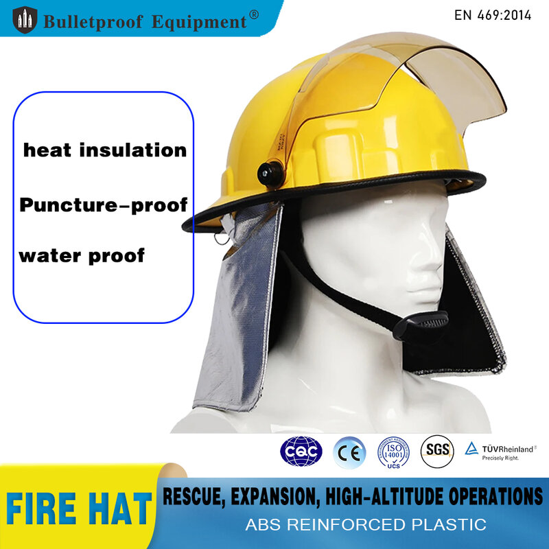 ABS Fire Newest Design CE Korean Style Safety Helmet for Fire Fighter Firefighter With Cape Mask Emergency Rescue Protective