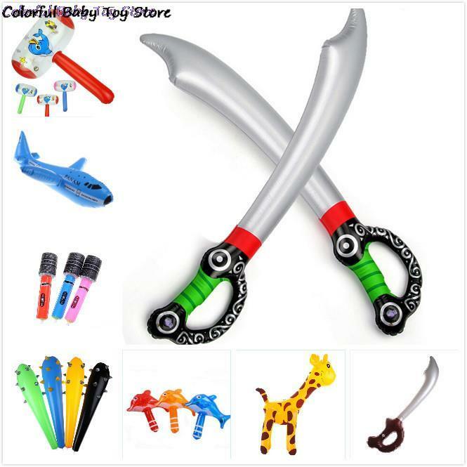 Balon hewan jerapah/rusa kartun 1 buah mainan halaman taman luar ruangan mudah ditiup pedang Anime PVC mainan anak-anak