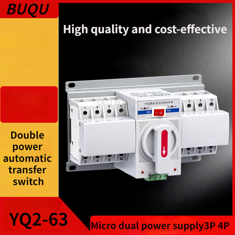 3P 4P 16A -63A Mcb Soort Automatische Ats Dual Power Transfer Switch Transfer Schakelaar 4P Power transfer Switch Circuit Breakers 380V