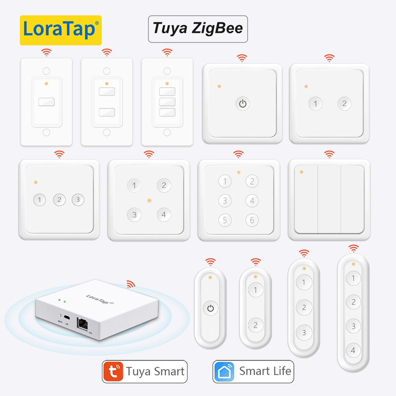 LoraTap 지그비 3.0 무선 푸시 버튼 원격 장면 자동화 제어 스위치, 스마트 라이프 앱 허브 필요, 14 EU 미국 투야