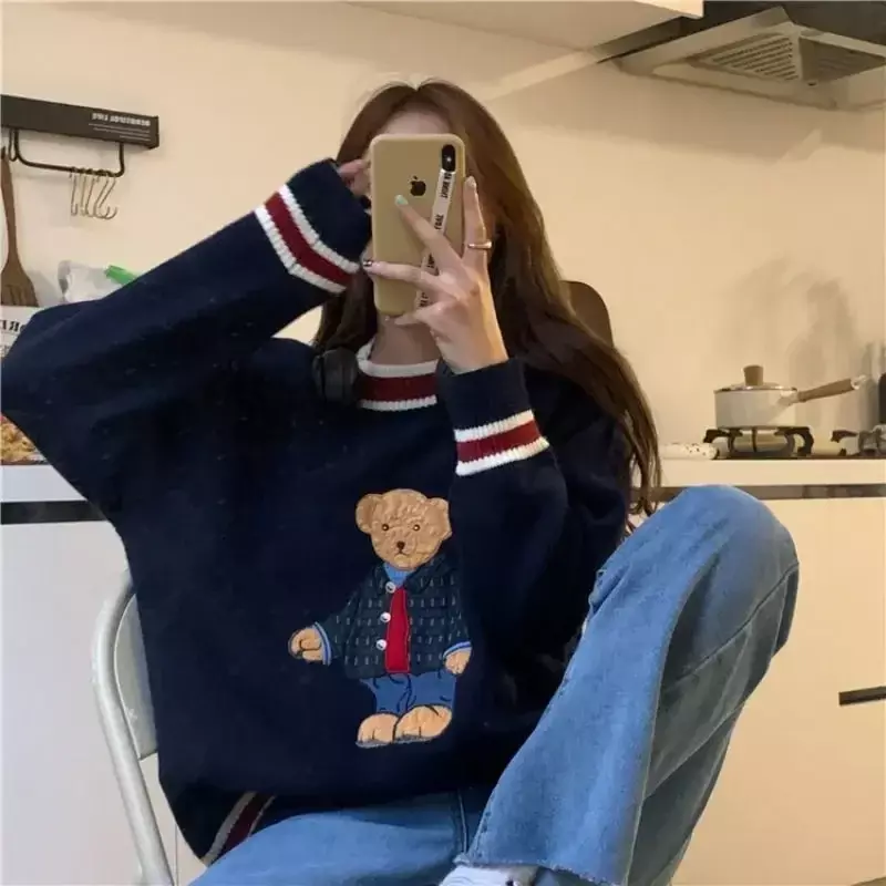 Herbst Winter warmer Pullover Pullover koreanischen Stil Harajuku niedlichen Bären Hoodies Kawaii lose Sweatshirt japanische Street Outwear Tops
