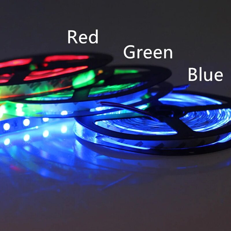 Bande lumineuse flexible à LED SMD 5050, DC 24V, étanche IP65, 60 diodes/m,5m, 5050 RGB, couleur unique